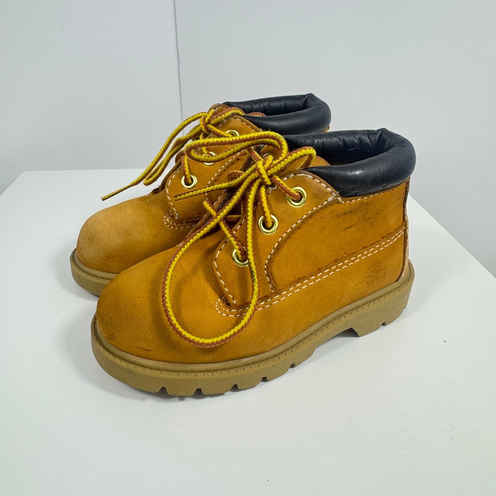 Timberland Classic 3-Eye Chukka Boots Toddler 7 Wheat Gold Tan Leather 7180R